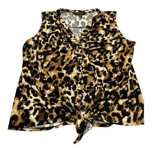 Thalia Sodi Leopard Print Tank Top Waist Tie Women’s Size Small